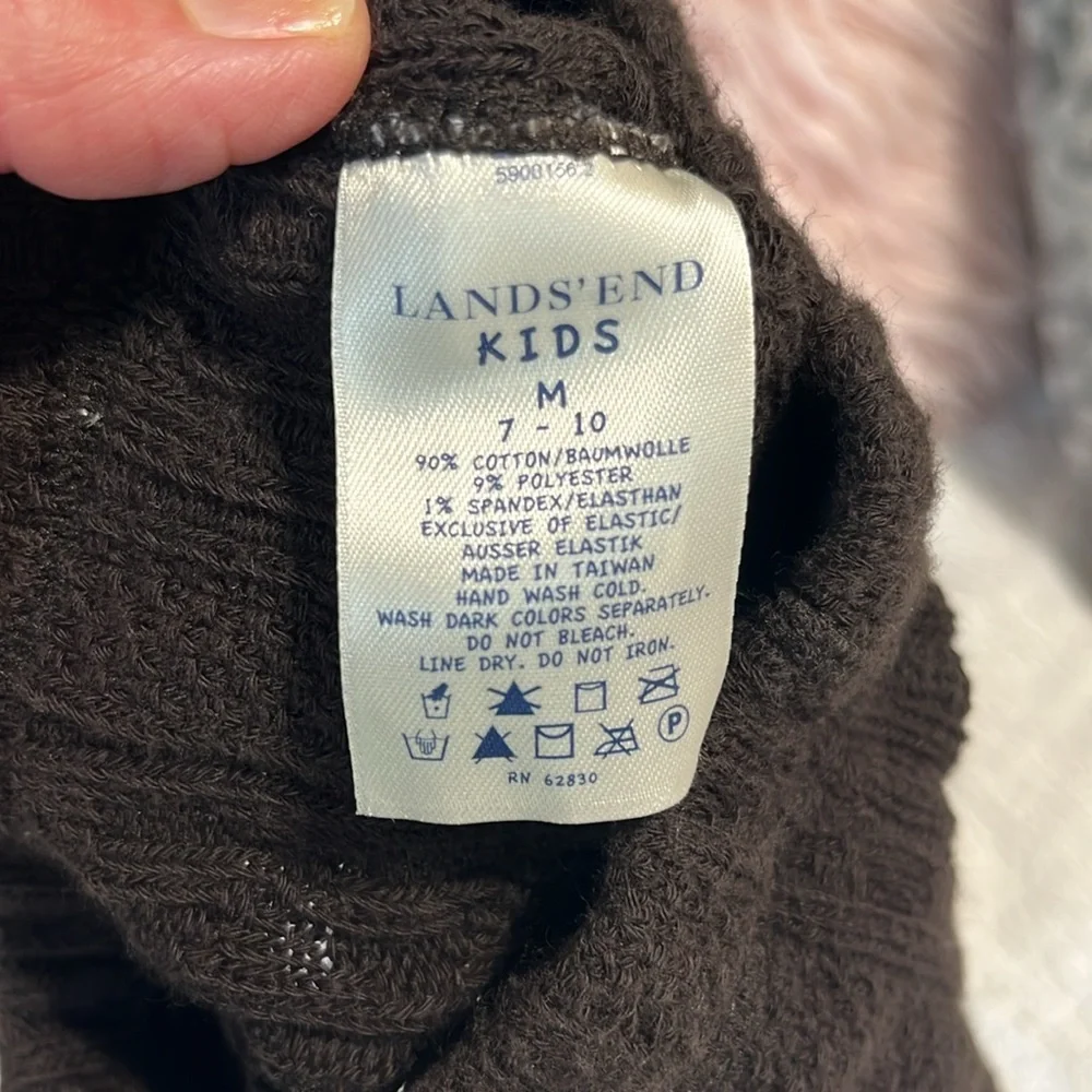 Lands End Brown Winter Cable Knit Tights